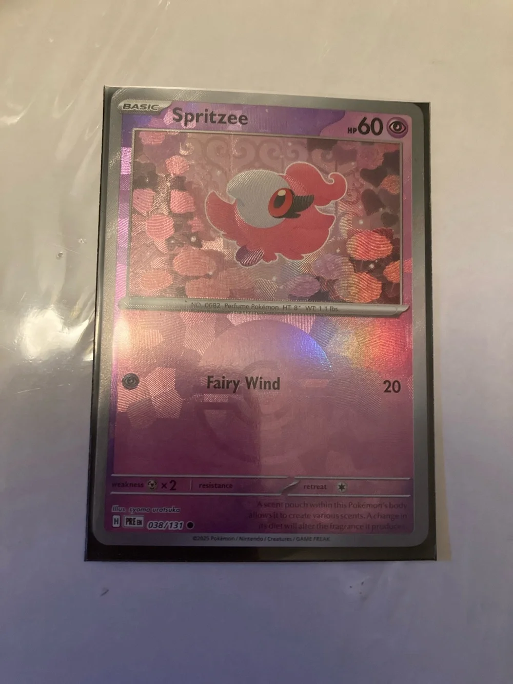 POKEBALL Pokemon Spritzee Pink Purple Holo Trading Card